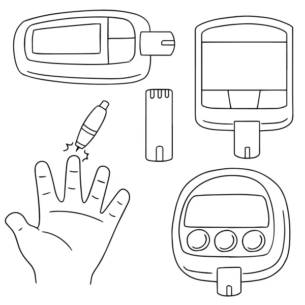 Conjunto vetorial do monitor de açúcar no sangue — Vetor de Stock