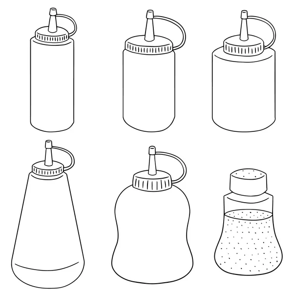 Ensemble vectoriel de bouteille de condiment — Image vectorielle