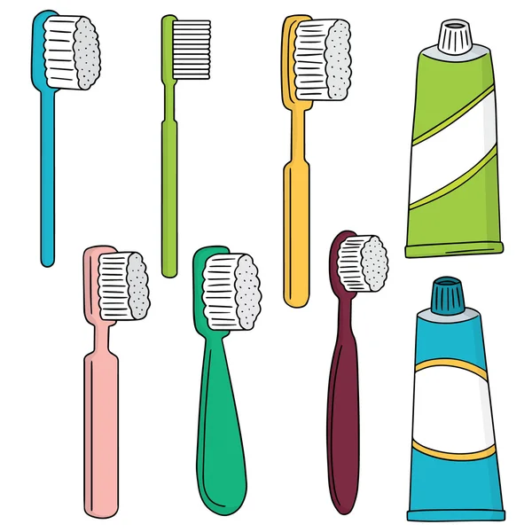 Vector set of toothbrush and toothpaste — Stock Vector