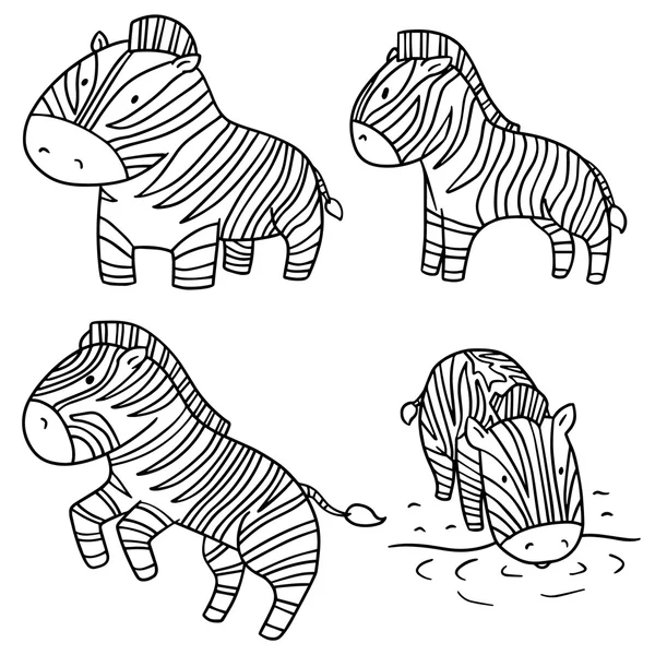 Vektor-Set von Zebras — Stockvektor
