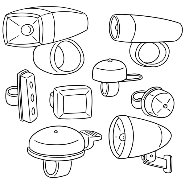 Set vectorial de lumină pentru biciclete și clopot — Vector de stoc