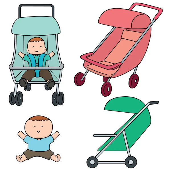 Set vettore di passeggino per bambini — Vettoriale Stock