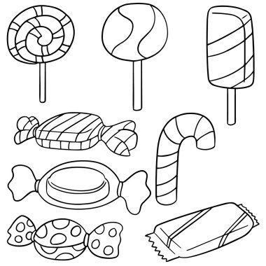 vektör kümesi tatlı ve şekerlemeler