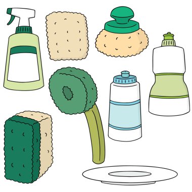 vektör set bulaşık yıkama ekipmanları