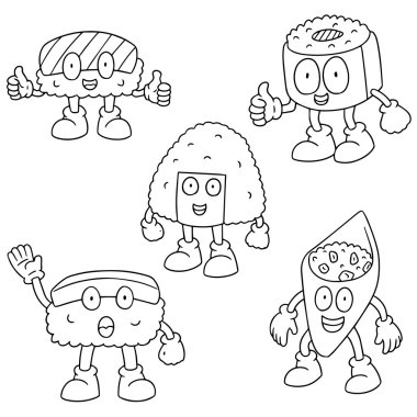 suşi karikatür vektör kümesi