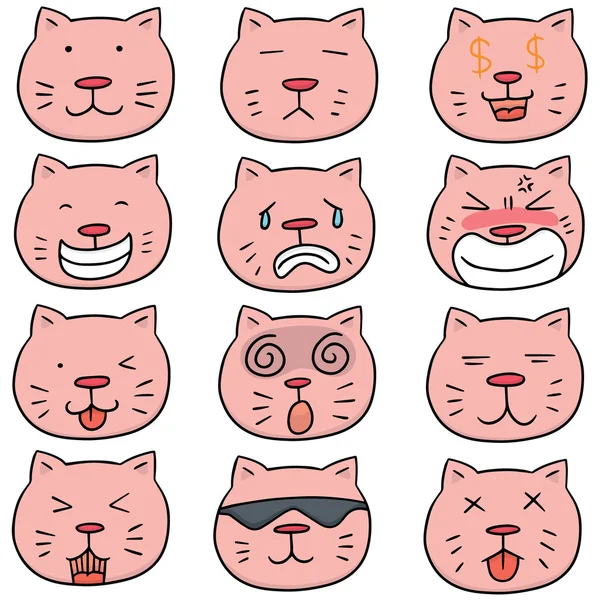 Vector conjunto de gato cara — Archivo Imágenes Vectoriales