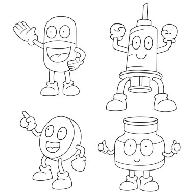 İlaç çizgi filminin vektör kümesi