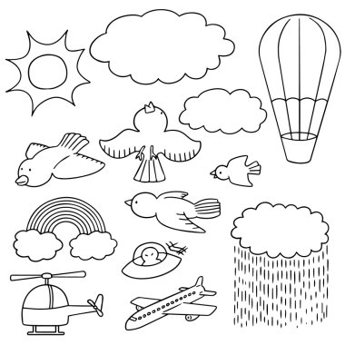 Gökyüzündeki şeylerin vektör kümesi