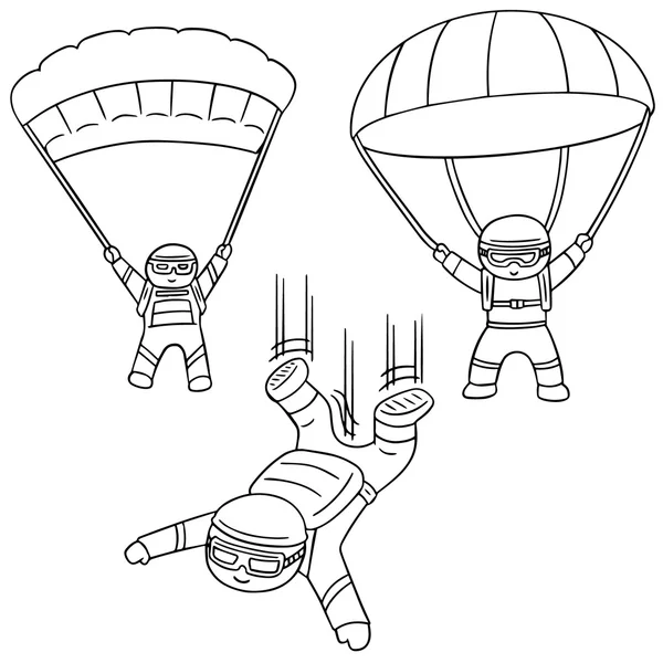 Vector set of parachuter — Stock Vector