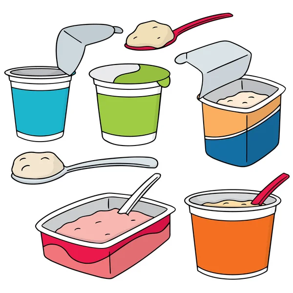 Vectorset yoghurt — Stockvector