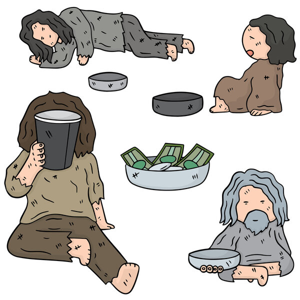 vector set of beggar
