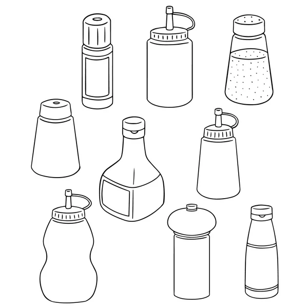 Ensemble vectoriel de bouteille de condiment — Image vectorielle