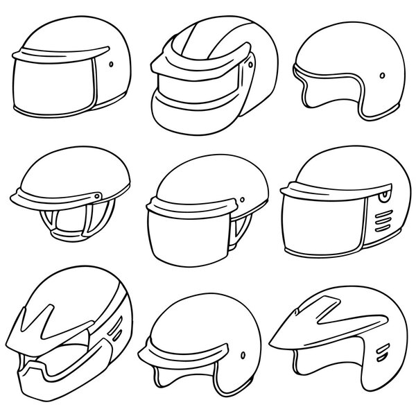 vector set of motorcycle helmet