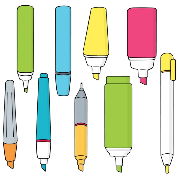 Fosforlu kalem kalem kümesini vektör — Stok Vektör