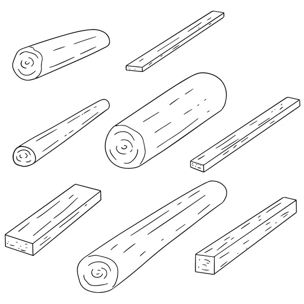 Vector set houten hout — Stockvector