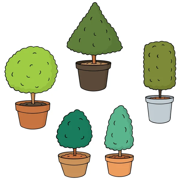 Jeu vectoriel d'arbres en pots — Image vectorielle