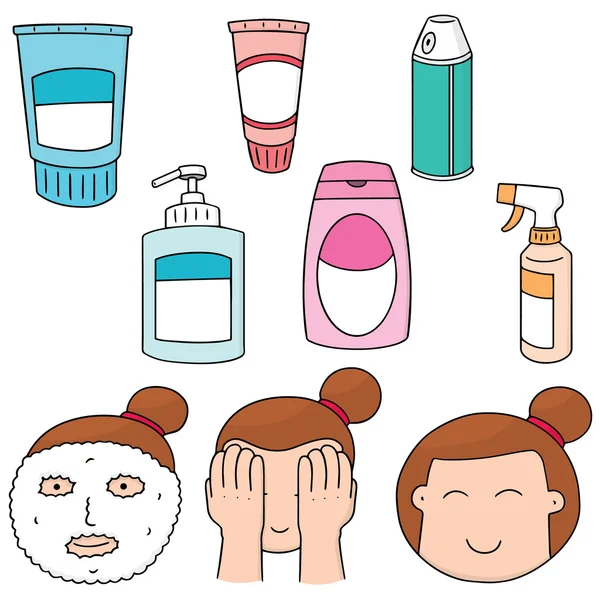 Set vectoriel de nettoyant visage — Image vectorielle