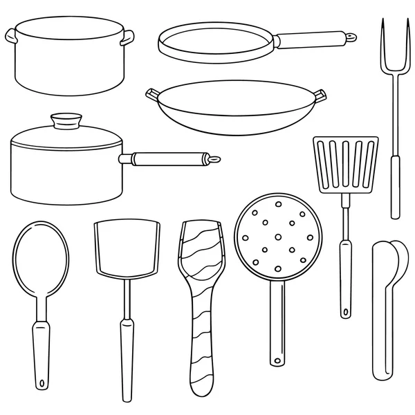Jeu vectoriel d'outils de cuisine — Image vectorielle