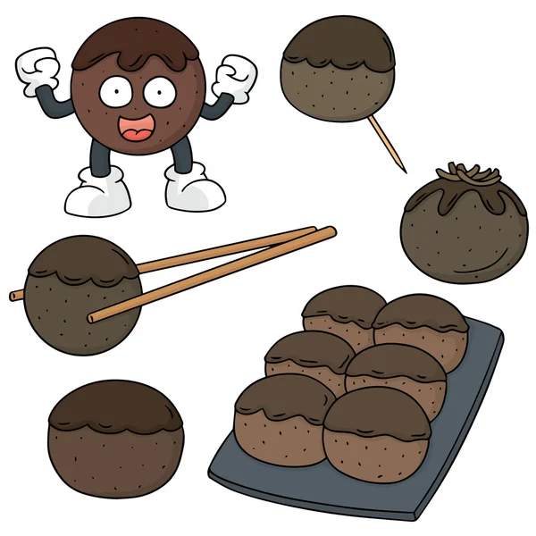 Φορέα που Ιαπωνικά χταπόδι μπάλα (takoyaki) — Διανυσματικό Αρχείο