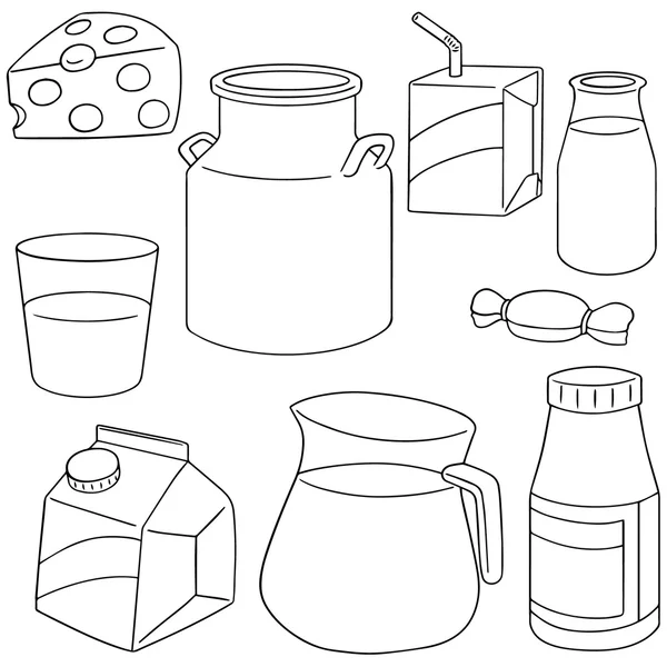 Vector conjunto de productos lácteos — Archivo Imágenes Vectoriales