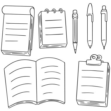 vektör set defter, kalem ve kurşun kalem