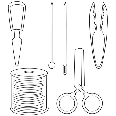 vektör set dikiş aksesuarları