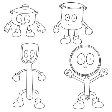 vektör set mutfak aracı karikatür