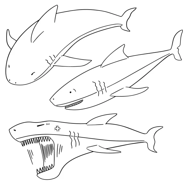 Vektorové sada žraloků — Stockový vektor