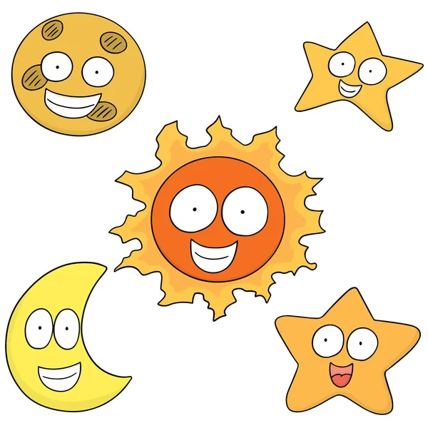 Vector conjunto de sol, luna y estrella — Vector de stock