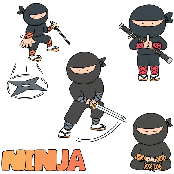 Insieme vettoriale di ninja — Vettoriale Stock