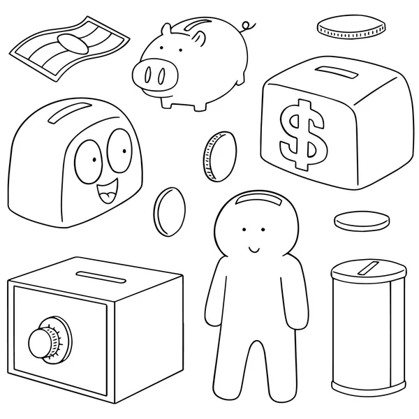 Векторный набор сберегательных денег — стоковый вектор