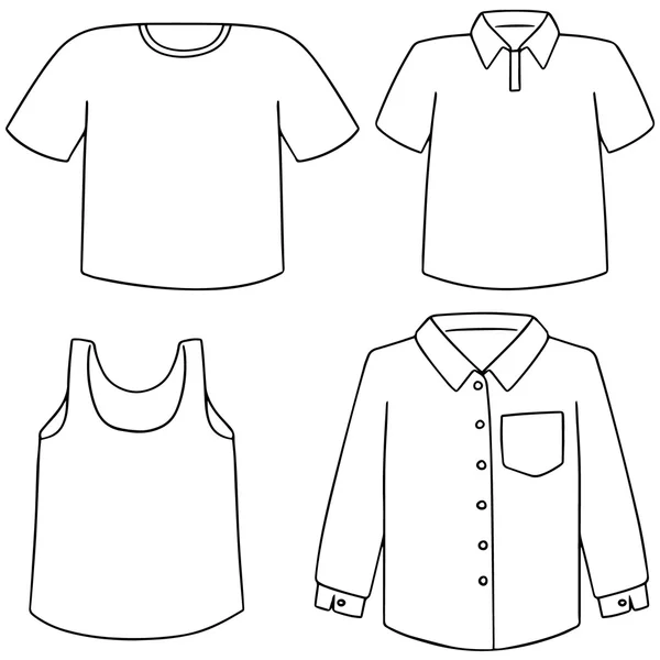 Векторний набір сорочки, футболки та жилета — стоковий вектор