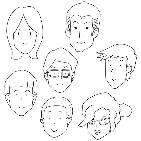 Vector conjunto de caras de dibujos animados — Vector de stock