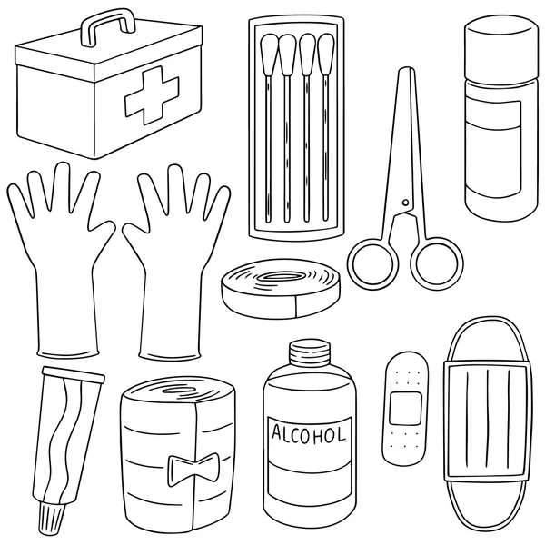 Ensemble vectoriel de trousse de premiers soins — Image vectorielle