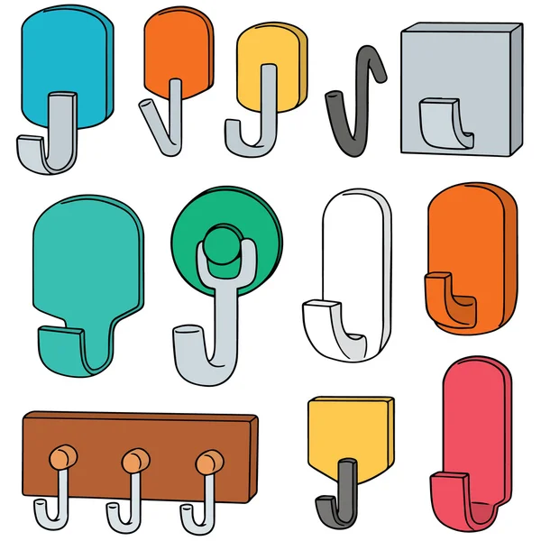 Vector set of wall hooks Stock Illustration by 128564276