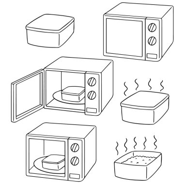 vektör set mikrodalga fırın