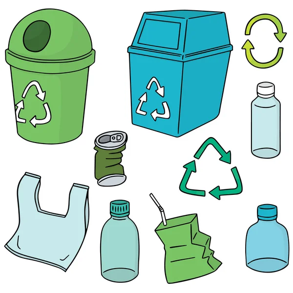 Zestaw wektorowy śmieci przeznaczonych do recyklingu — Wektor stockowy