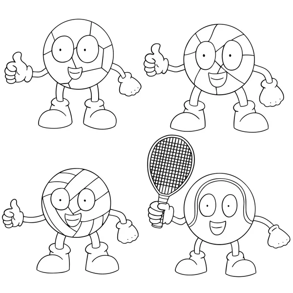 Vector set of sport ball cartoon — Stock Vector