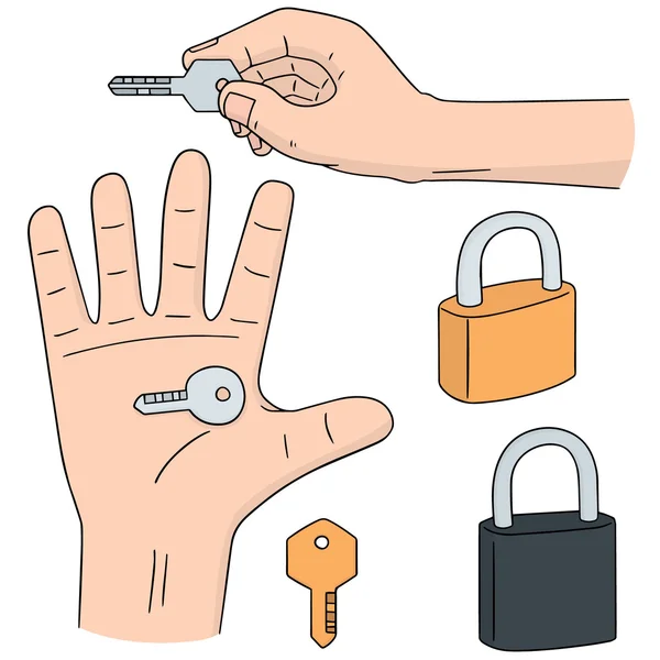 Vector set of hand holding key — Stock Vector