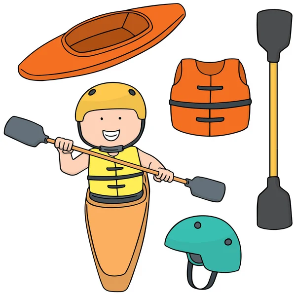 Ensemble vectoriel de kayak et accessoires — Image vectorielle