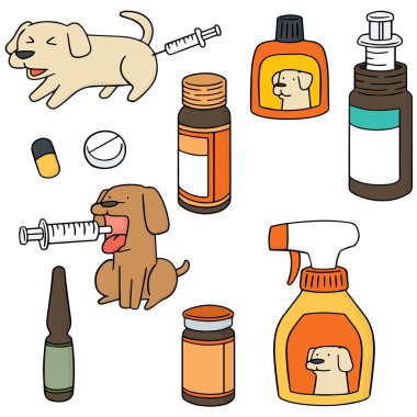 vektör set köpek tıp