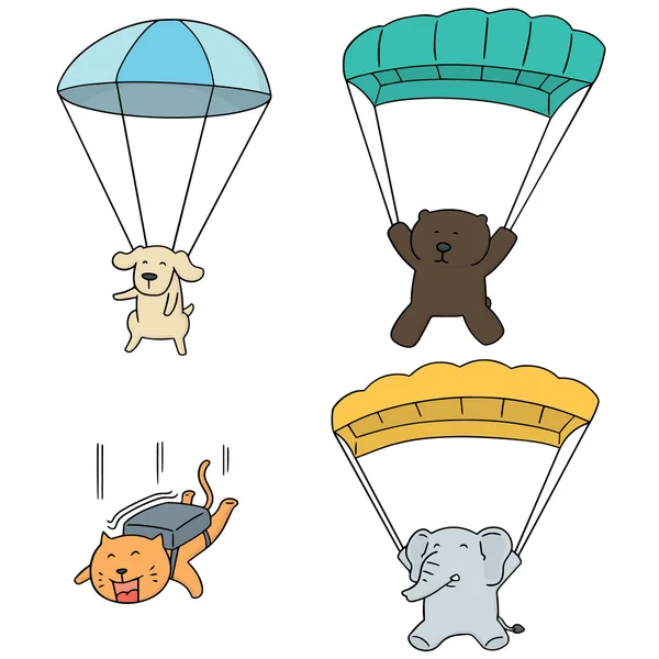 Векторний набір парашутистів тварин — стоковий вектор