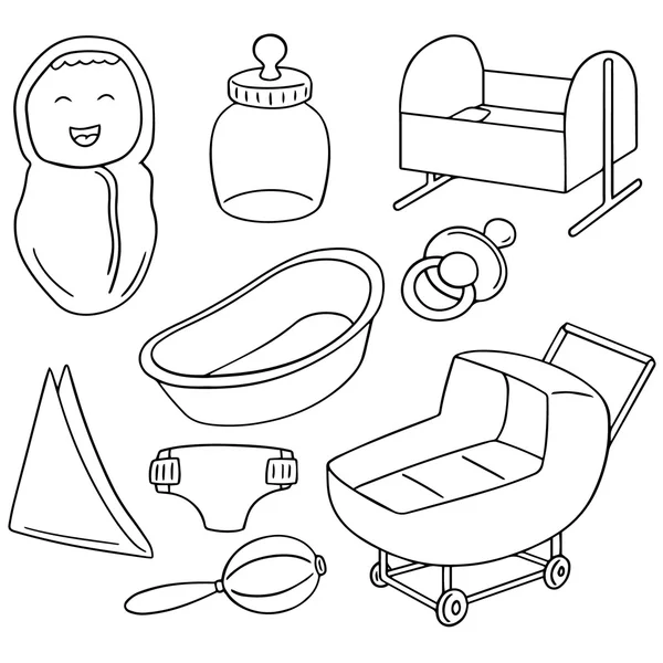 Ensemble vectoriel d'accessoires bébé — Image vectorielle
