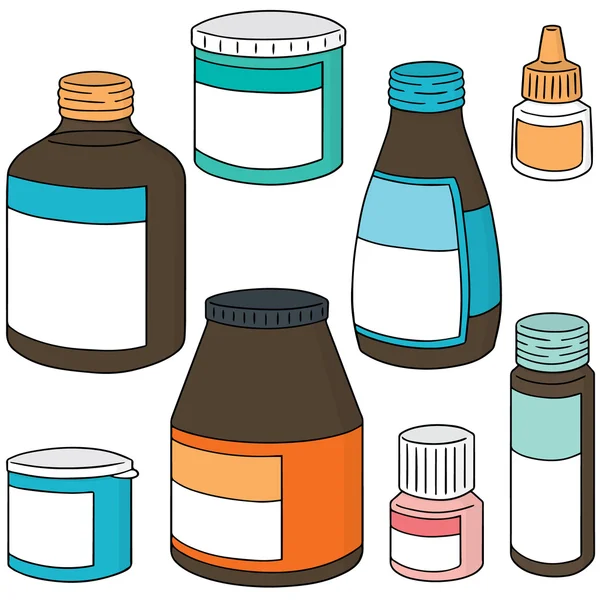 Векторный набор лекарственных бутылок — стоковый вектор