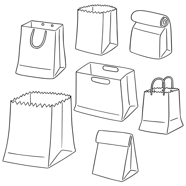 Vector conjunto de bolsa de papel — Vector de stock