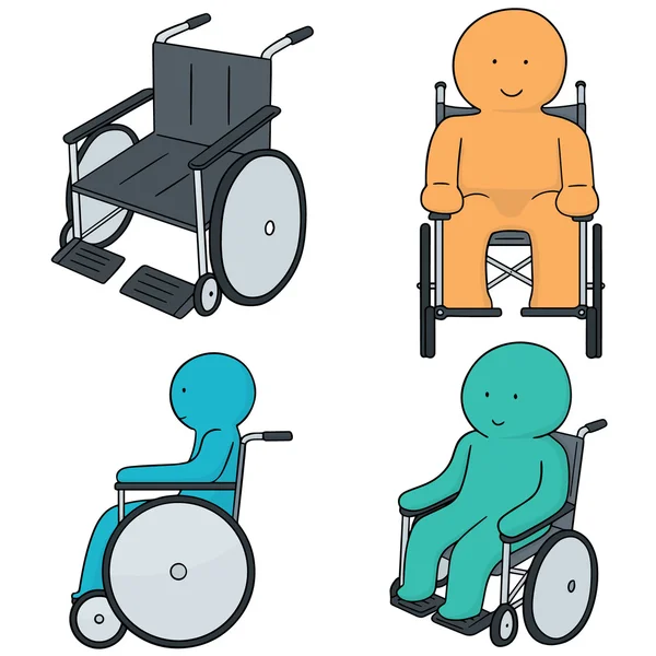 Ensemble vectoriel d'homme assis en fauteuil roulant — Image vectorielle