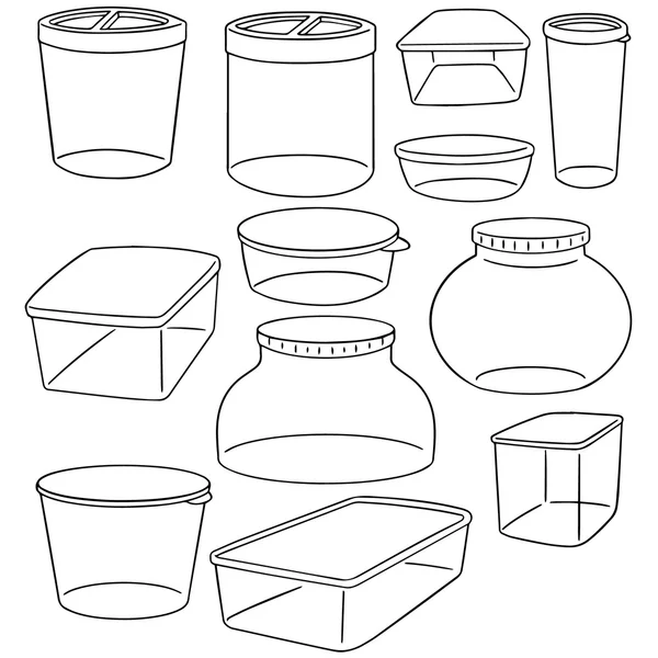 Vector conjunto de contenedor de plástico — Archivo Imágenes Vectoriales