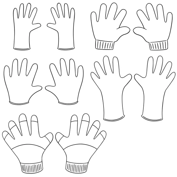 Set vettoriale di guanti — Vettoriale Stock