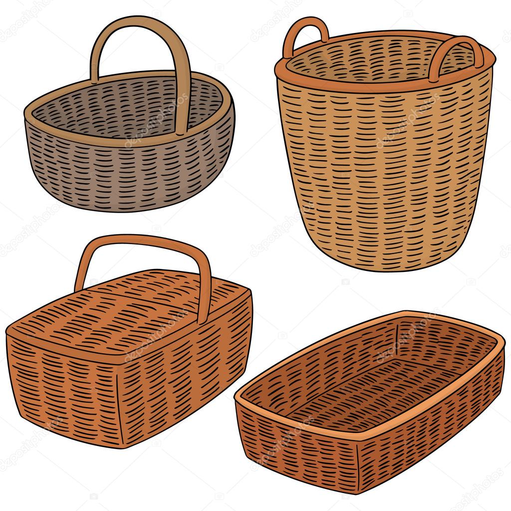 vector set of wicker basket