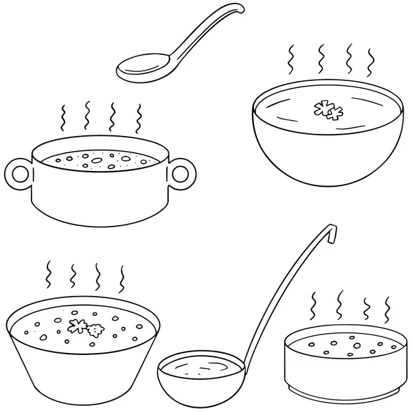 Vector set of soup — Stock Vector